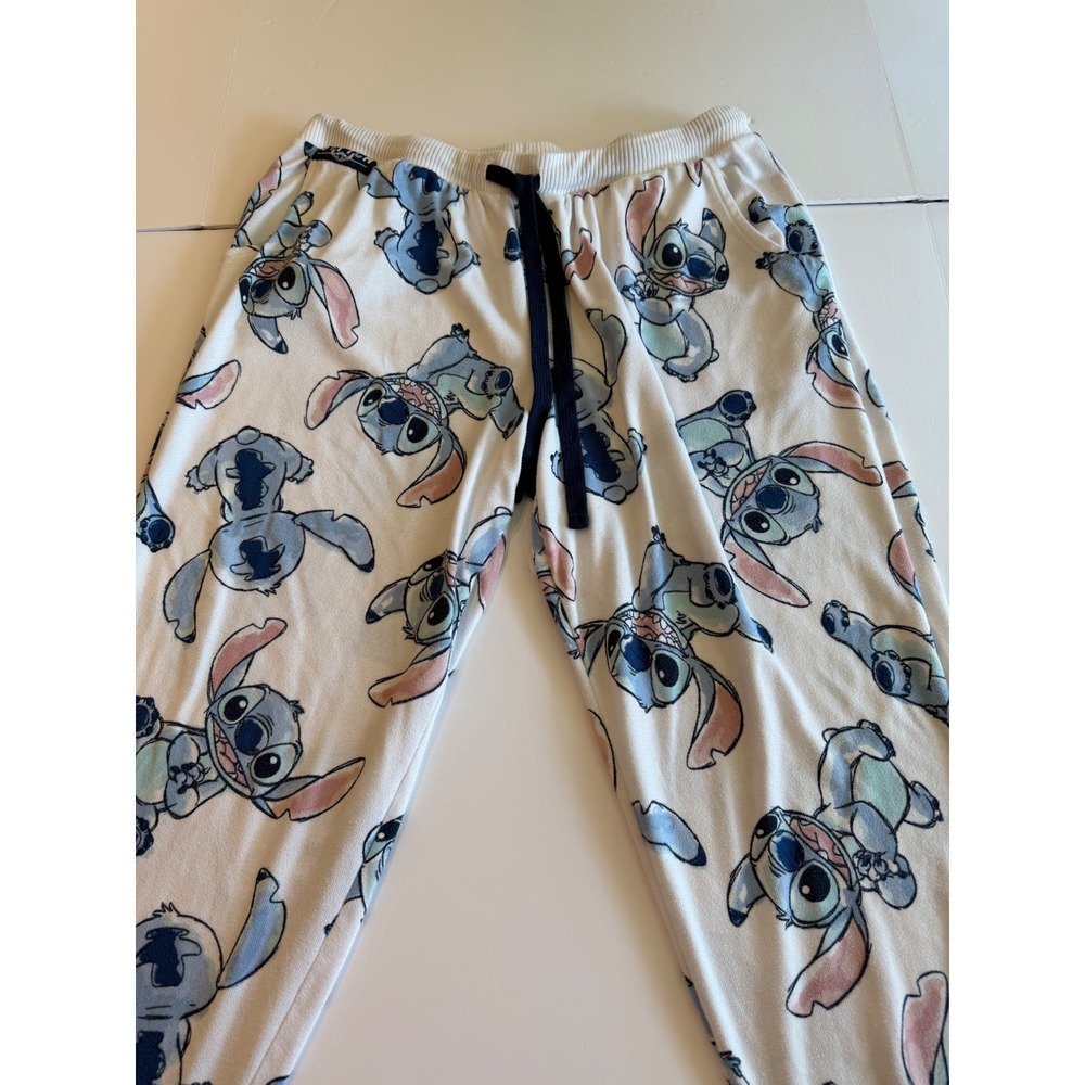 Disney Lilo & Stitch Pajama Jogger Pants Womens Large White Sleepwear - Picture 2 of 4
